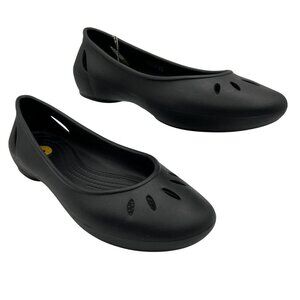 Crocs NEW Womens 8 Kelli Black Ballet Flat Shoes Slip On Comfort Loafer Office
